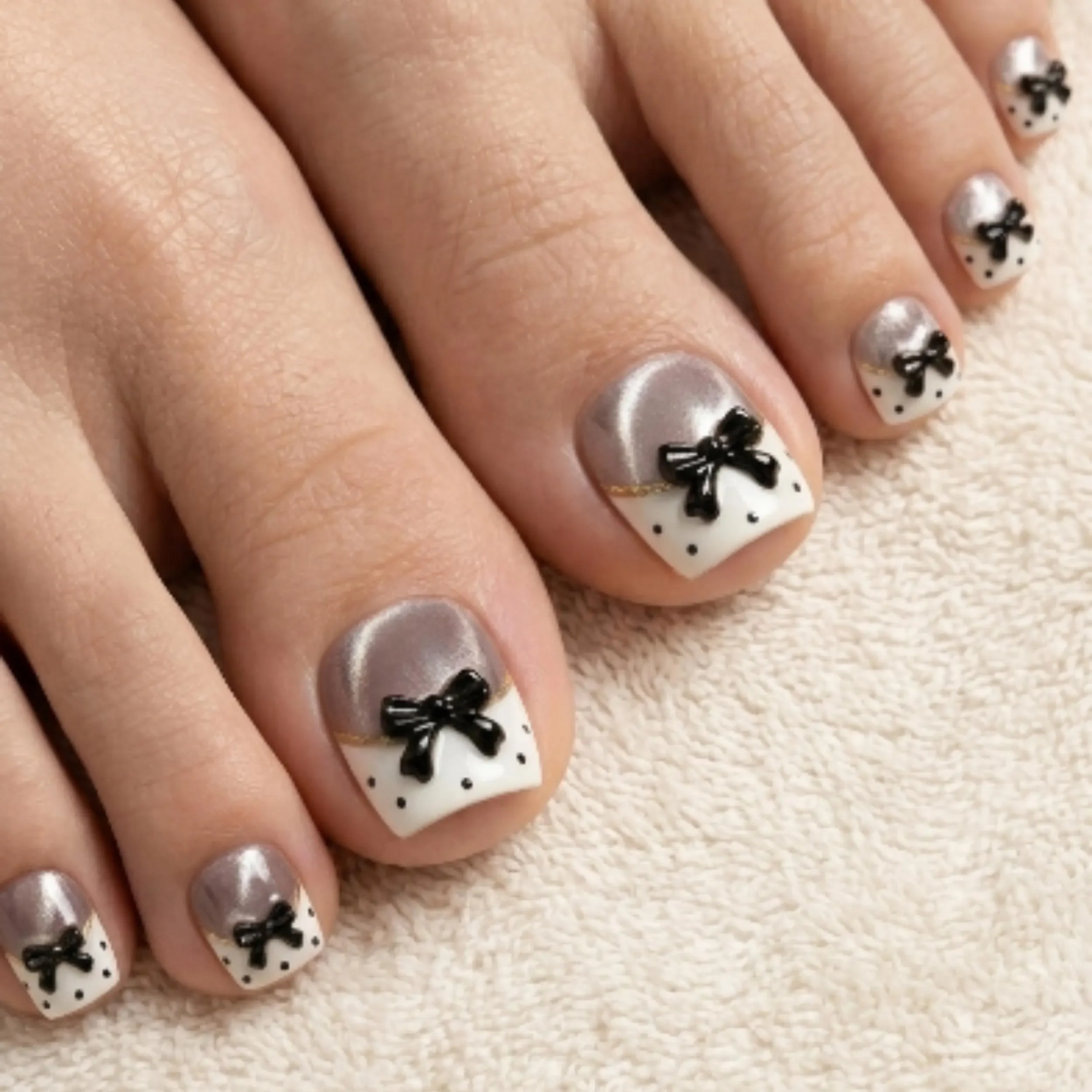 polka dot french, french tip pedicure, press on nails, custom press on nails, fake nails, Nails Art, stained glass nails, gold press on nails, 3d press on nails, luxury press on nails, handmade press on nails