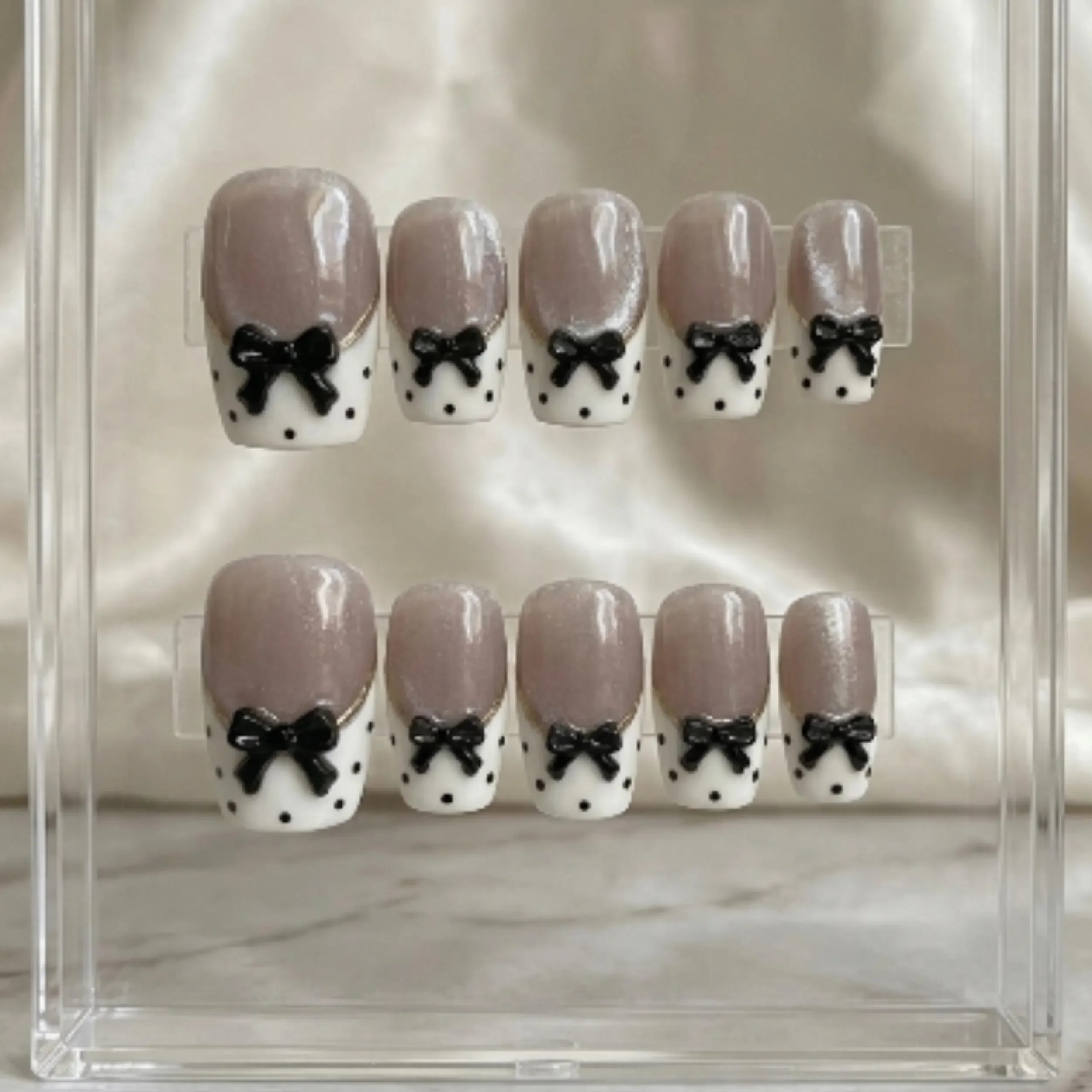 3D nail decor, grey polka dot, press on nails, custom press on nails, fake nails, Nails Art, stained glass nails, gold press on nails, 3d press on nails, luxury press on nails, handmade press on nails