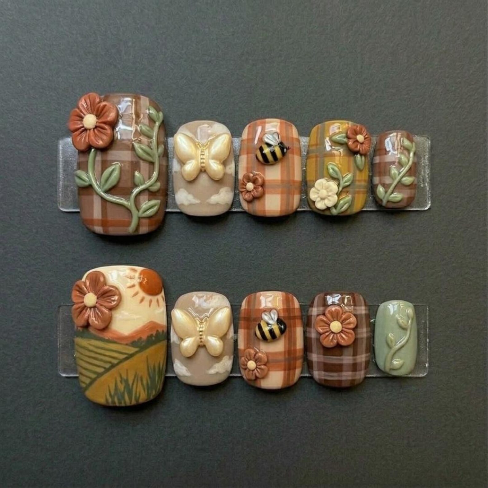 3D butterfly nails, bee plaid nails, press on nails, custom press on nails, fake nails, Nails Art, stained glass nails, gold press on nails, 3d press on nails, luxury press on nails, handmade press on nails