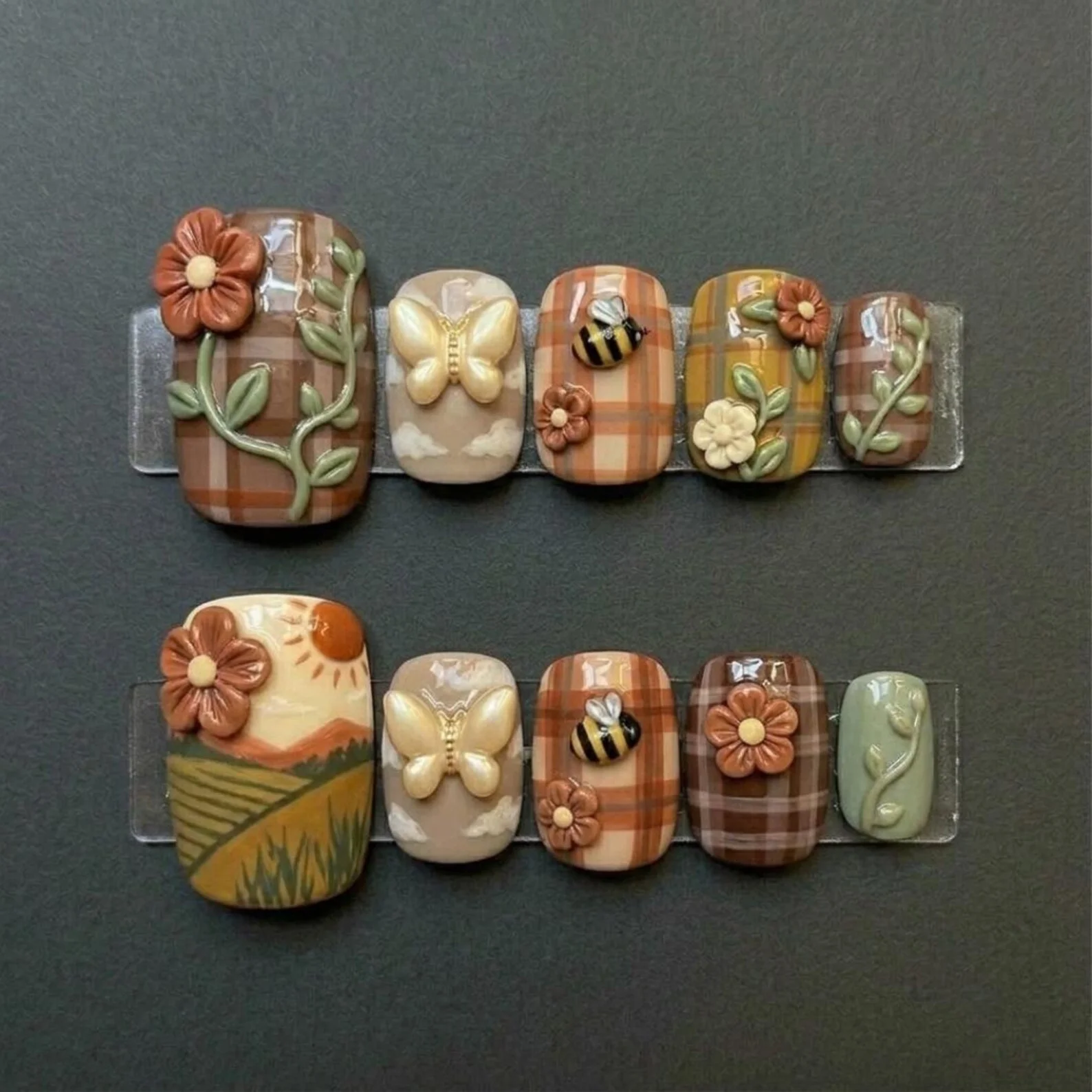 3D butterfly nails, bee plaid nails, press on nails, custom press on nails, fake nails, Nails Art, stained glass nails, gold press on nails, 3d press on nails, luxury press on nails, handmade press on nails