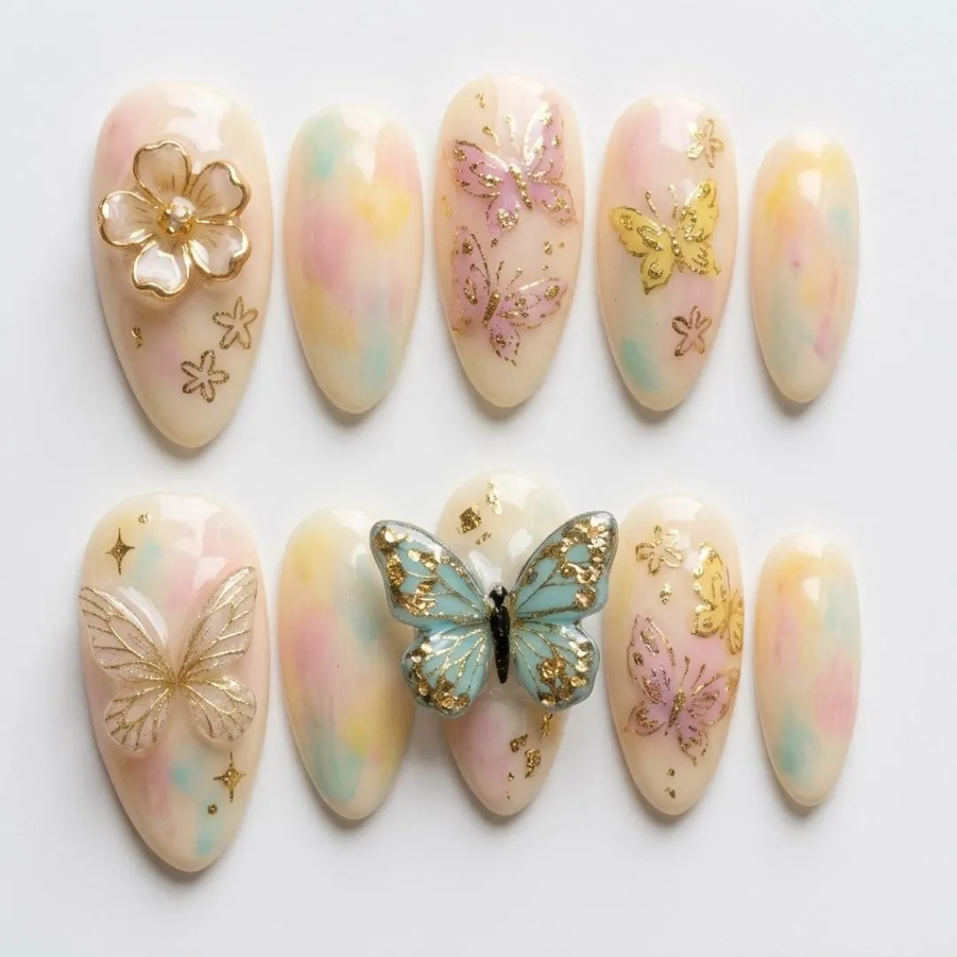 press on nails, custom press on nails, fake nails, Nails Art, stained glass nails, gold press on nails, 3d press on nails, luxury press on nails, handmade press on nails