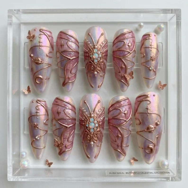 press on nails, custom press on nails, fake nails, Nails Art, stained glass nails, gold press on nails, 3d press on nails, luxury press on nails, handmade press on nails