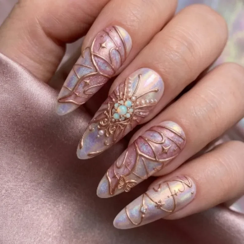 press on nails, custom press on nails, fake nails, Nails Art, stained glass nails, gold press on nails, 3d press on nails, luxury press on nails, handmade press on nails