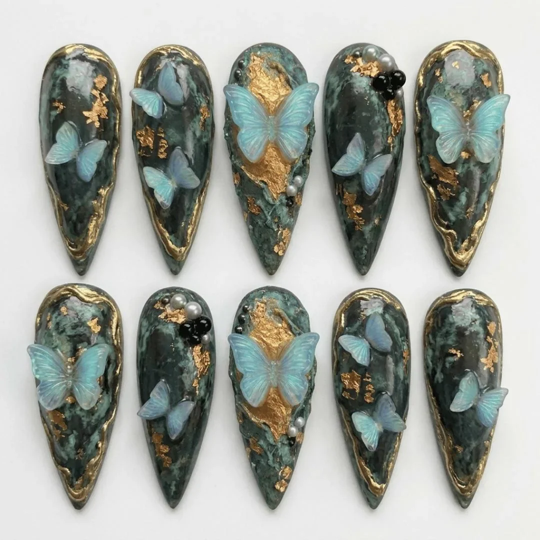 press on nails, custom press on nails, fake nails, Nails Art, stained glass nails, gold press on nails, 3d press on nails, luxury press on nails, handmade press on nails