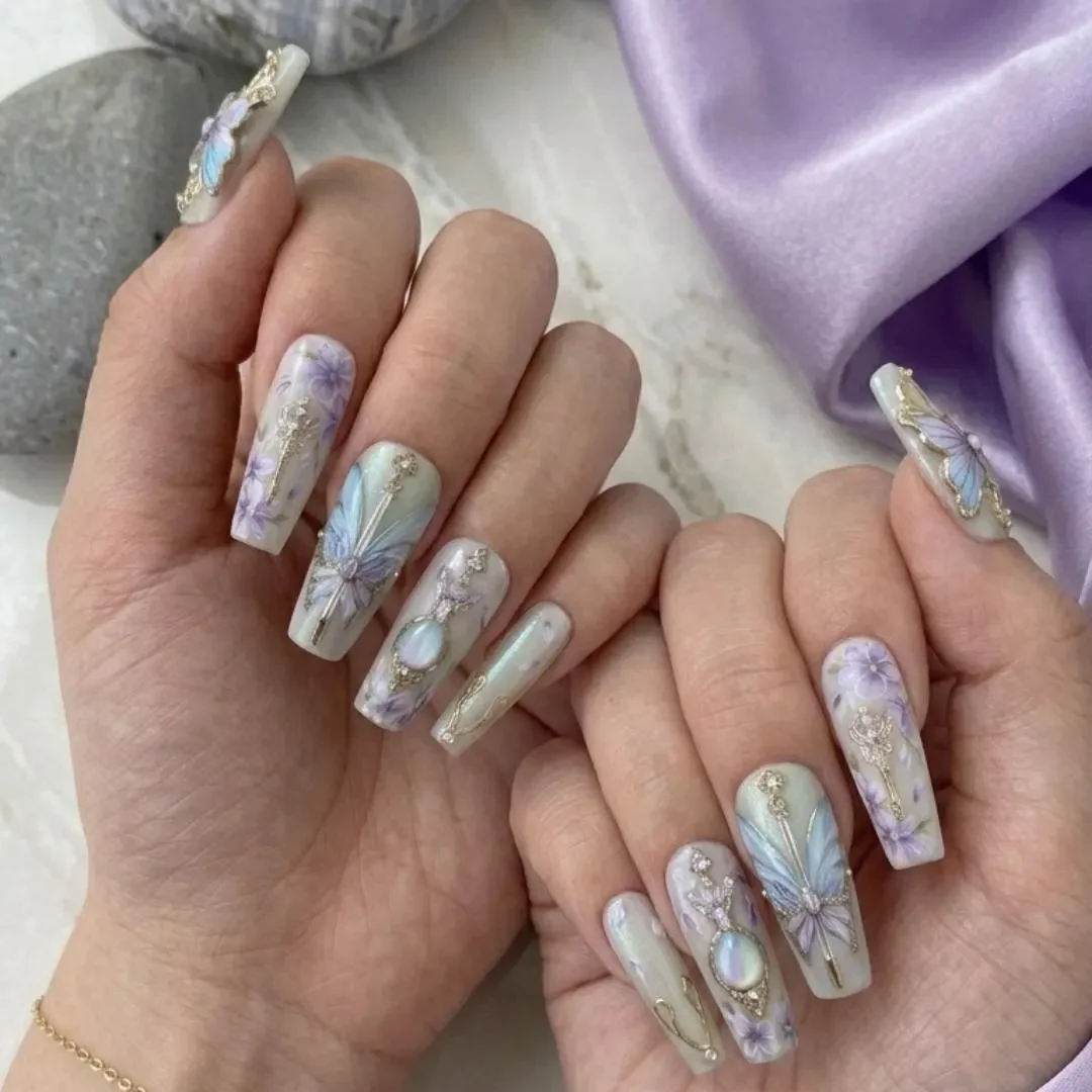 Victorian Filigree, Sage Green Nails, press on nails, custom press on nails, fake nails, Nails Art, stained glass nails, gold press on nails, 3d press on nails, luxury press on nails, handmade press on nails