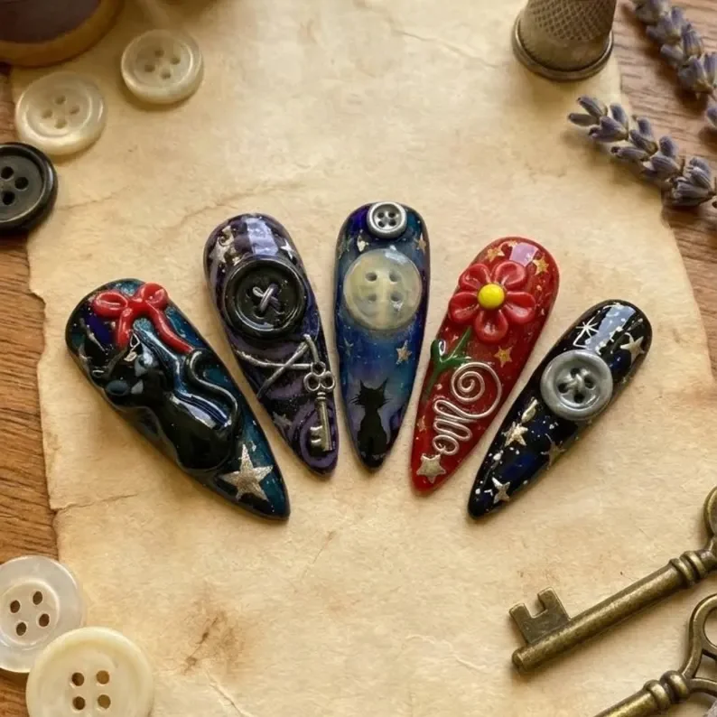 press on nails, galaxy nail art, custom press on nails, fake nails, Nails Art, stained glass nails, gold press on nails, 3d press on nails, luxury press on nails, handmade press on nails