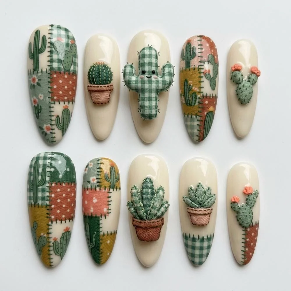 southwestern style, desert nail art, press on nails, custom press on nails, fake nails, Nails Art, stained glass nails, gold press on nails, 3d press on nails, luxury press on nails, handmade press on nails