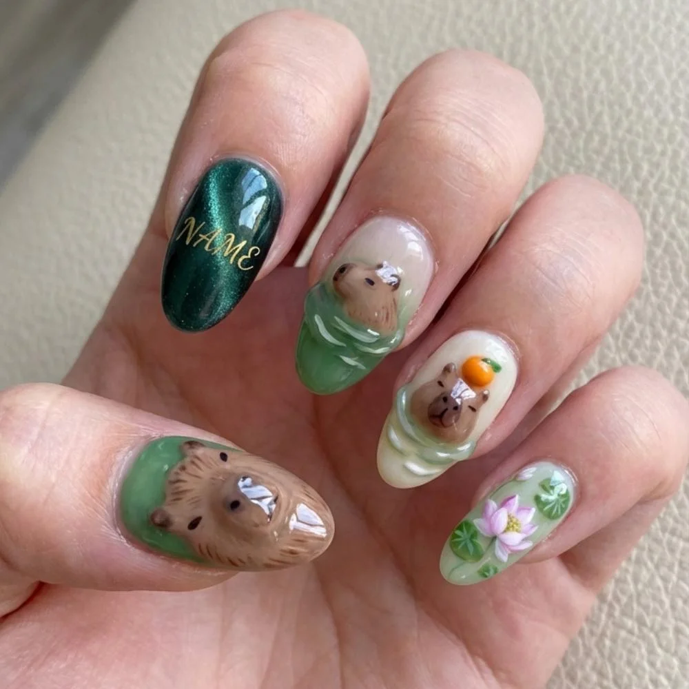 custom nail art, onsen nail design, press on nails, custom press on nails, fake nails, Nails Art, stained glass nails, gold press on nails, 3d press on nails, luxury press on nails, handmade press on nails