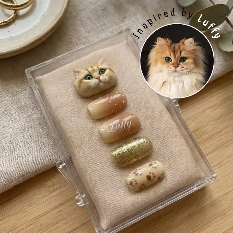 Custom Pet Name, Hand Painted Gel, press on nails, custom press on nails, fake nails, Nails Art, stained glass nails, gold press on nails, 3d press on nails, luxury press on nails, handmade press on nails