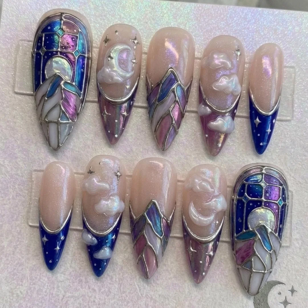 press on nails, custom press on nails, fake nails, Nails Art, stained glass nails, gold press on nails, 3d press on nails, luxury press on nails, handmade press on nails