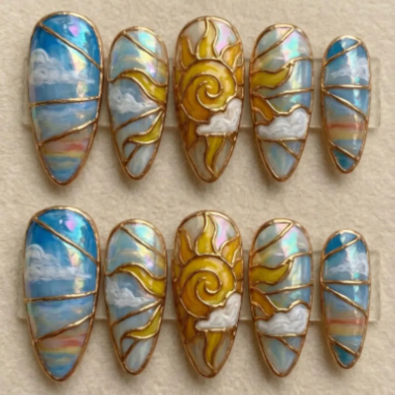 press on nails, custom press on nails, fake nails, Nails Art, stained glass nails, gold press on nails, 3d press on nails, luxury press on nails, handmade press on nails