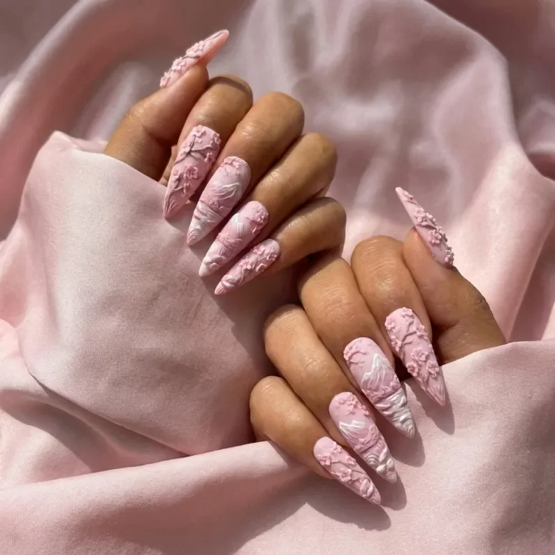 Japanese Inspired Nails, Floral Press Ons, press on nails, custom press on nails, fake nails, Nails Art, stained glass nails, gold press on nails, 3d press on nails, luxury press on nails, handmade press on nails