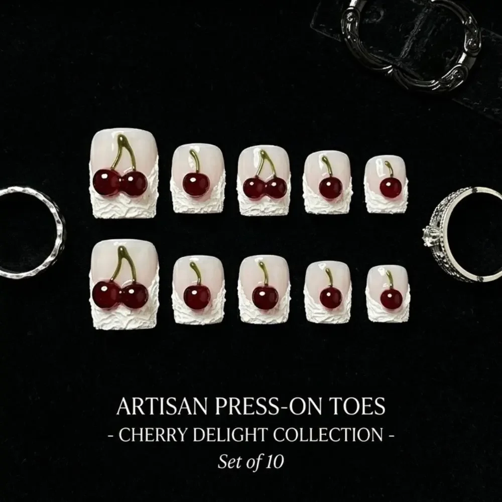 Press On Toes, Coquette Fruit Nails, press on nails, custom press on nails, fake nails, Nails Art, stained glass nails, gold press on nails, 3d press on nails, luxury press on nails, handmade press on nails