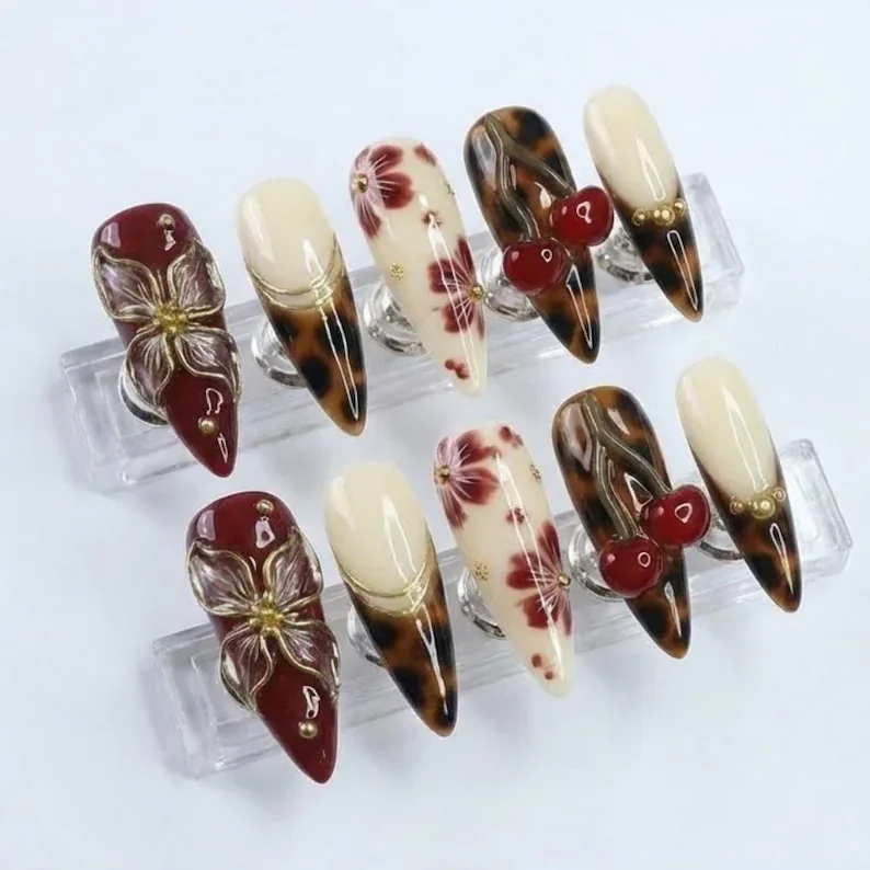 French Tip Nails, Burgundy Nails, press on nails, custom press on nails, fake nails, Nails Art, stained glass nails, gold press on nails, 3d press on nails, luxury press on nails, handmade press on nails