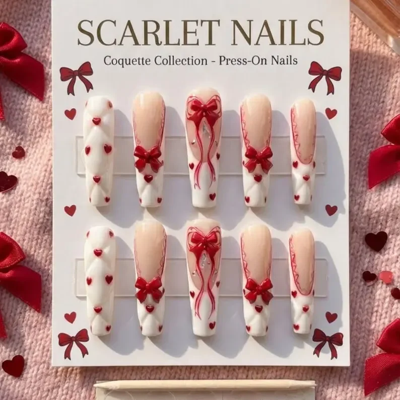 quilted heart, valentine press on, press on nails, custom press on nails, fake nails, Nails Art, stained glass nails, gold press on nails, 3d press on nails, luxury press on nails, handmade press on nails
