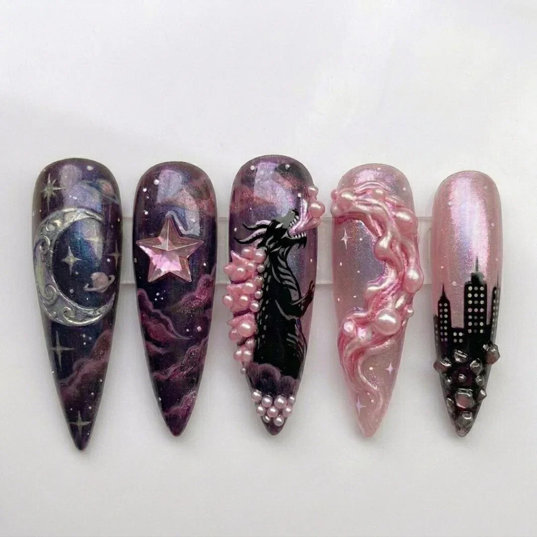press on nails, custom press on nails, fake nails, Nails Art, stained glass nails, gold press on nails, 3d press on nails, luxury press on nails, handmade press on nails