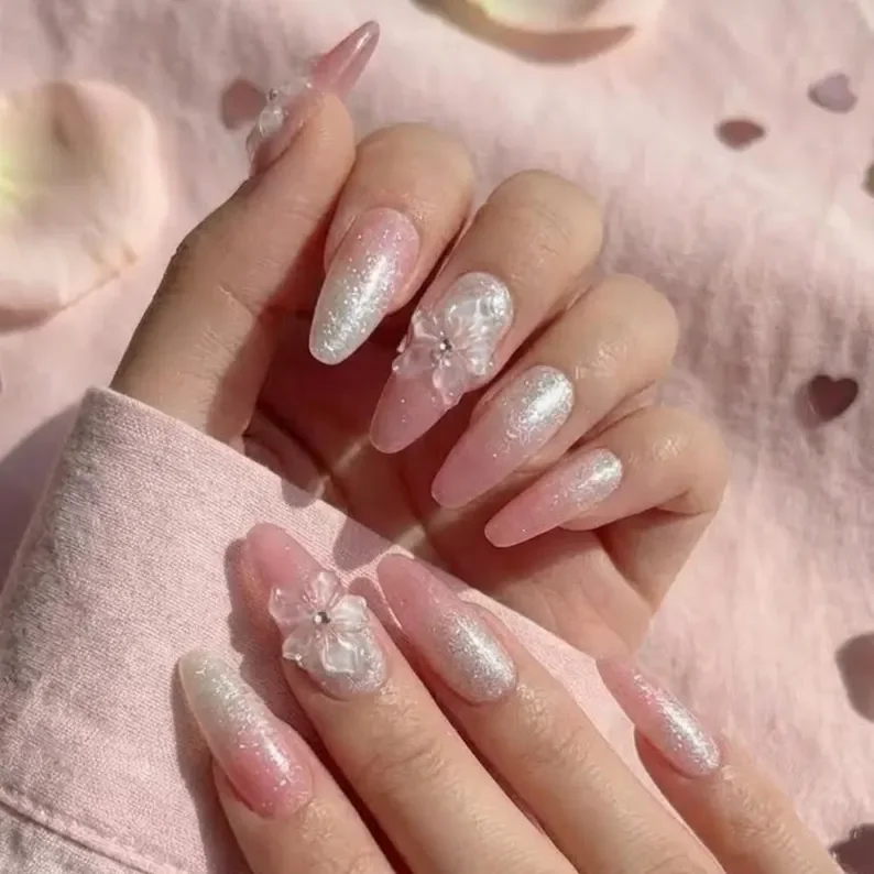 ombre press on, glitter ombre, press on nails, custom press on nails, fake nails, Nails Art, stained glass nails, gold press on nails, 3d press on nails, luxury press on nails, handmade press on nails
