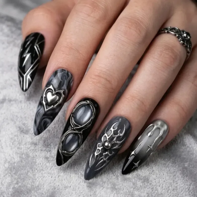 3D nail design, marble effect nails, press on nails, custom press on nails, fake nails, Nails Art, stained glass nails, gold press on nails, 3d press on nails, luxury press on nails, handmade press on nails