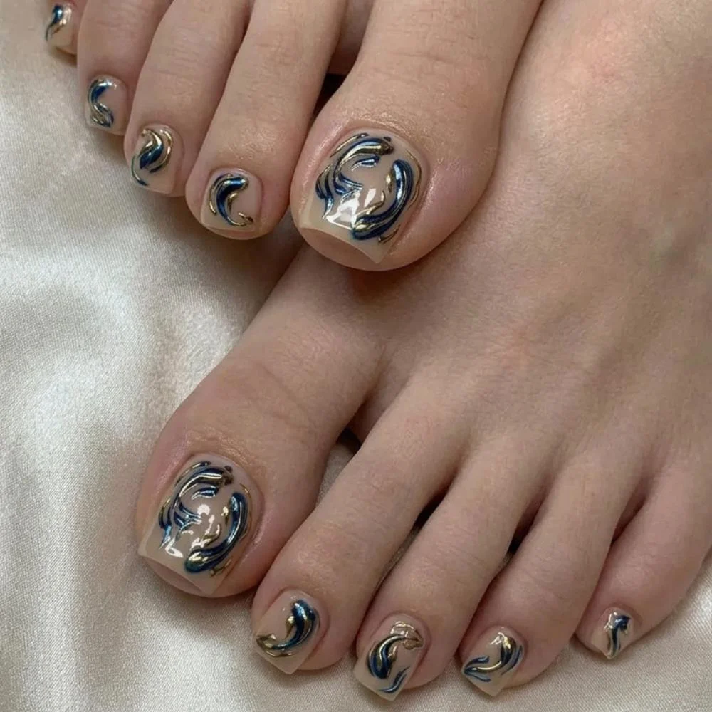 Rose Gold Shimmer, Press On Toes, press on nails, custom press on nails, fake nails, Nails Art, stained glass nails, gold press on nails, 3d press on nails, luxury press on nails, handmade press on nails