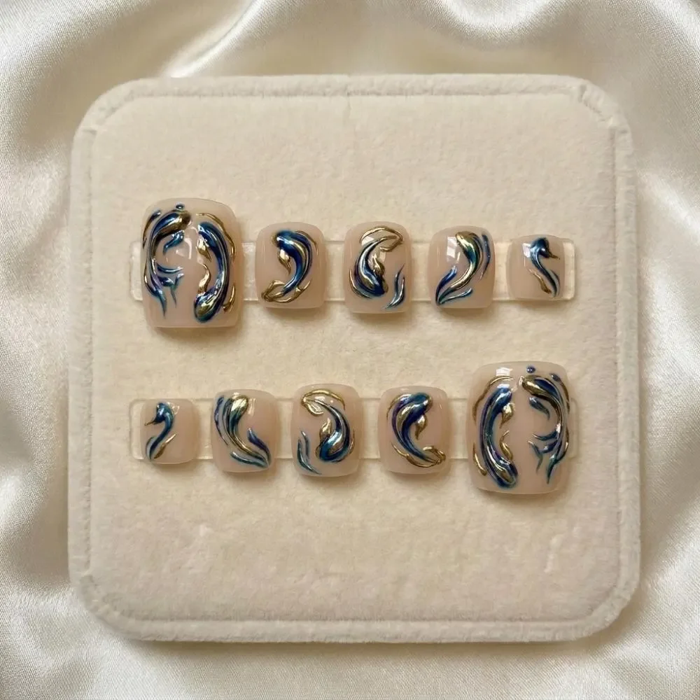 Gold Metallic Nails, Rose Gold Nails, press on nails, custom press on nails, fake nails, Nails Art, stained glass nails, gold press on nails, 3d press on nails, luxury press on nails, handmade press on nails