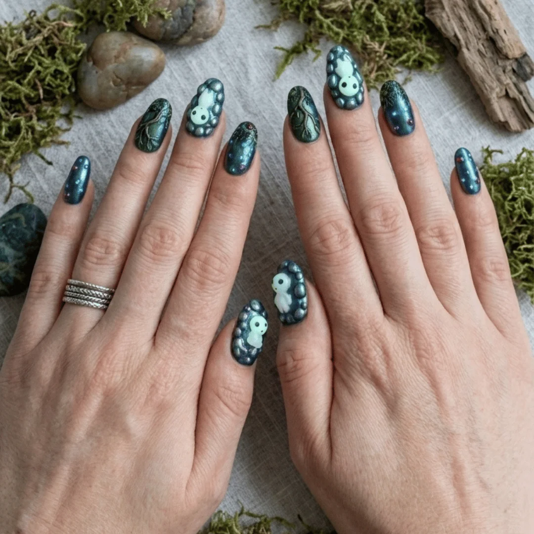 Nature Inspired, Luxury False Nails, press on nails, custom press on nails, fake nails, Nails Art, stained glass nails, gold press on nails, 3d press on nails, luxury press on nails, handmade press on nails