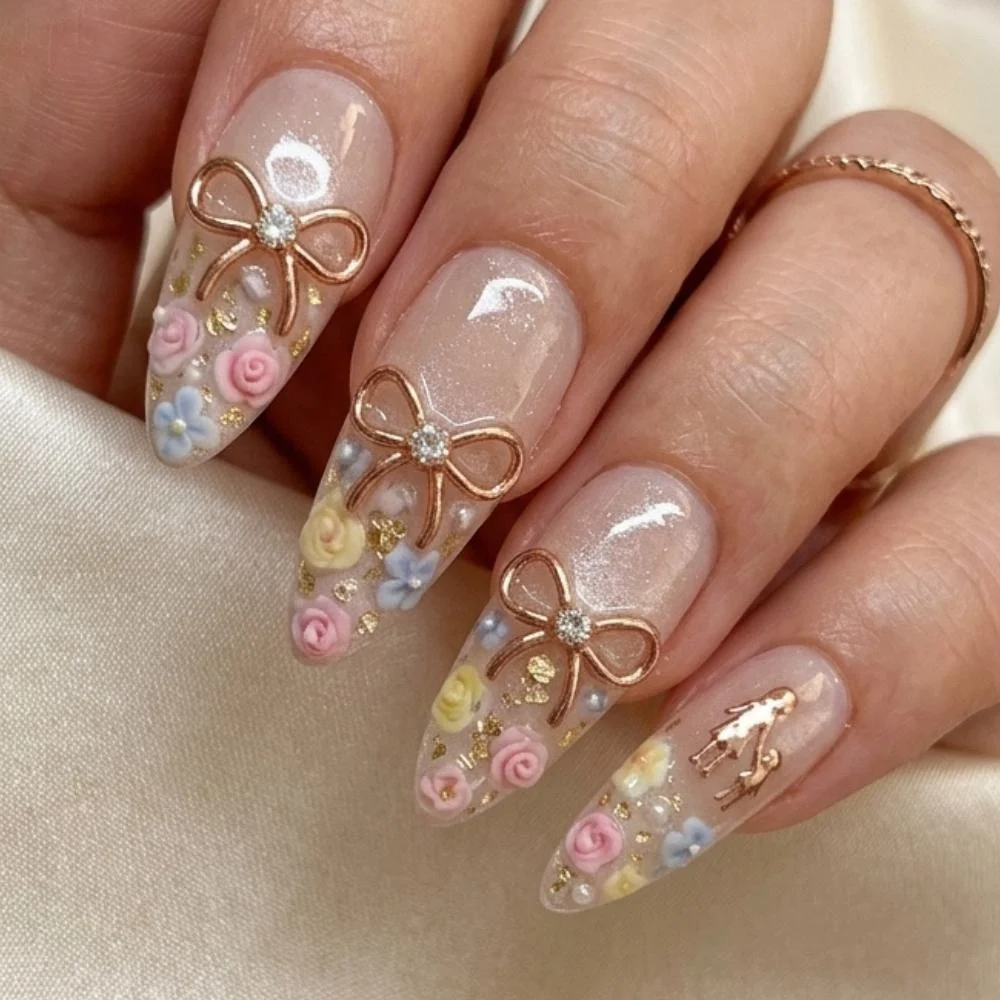 pastel sugar, floral french tip, press on nails, custom press on nails, fake nails, Nails Art, stained glass nails, gold press on nails, 3d press on nails, luxury press on nails, handmade press on nails