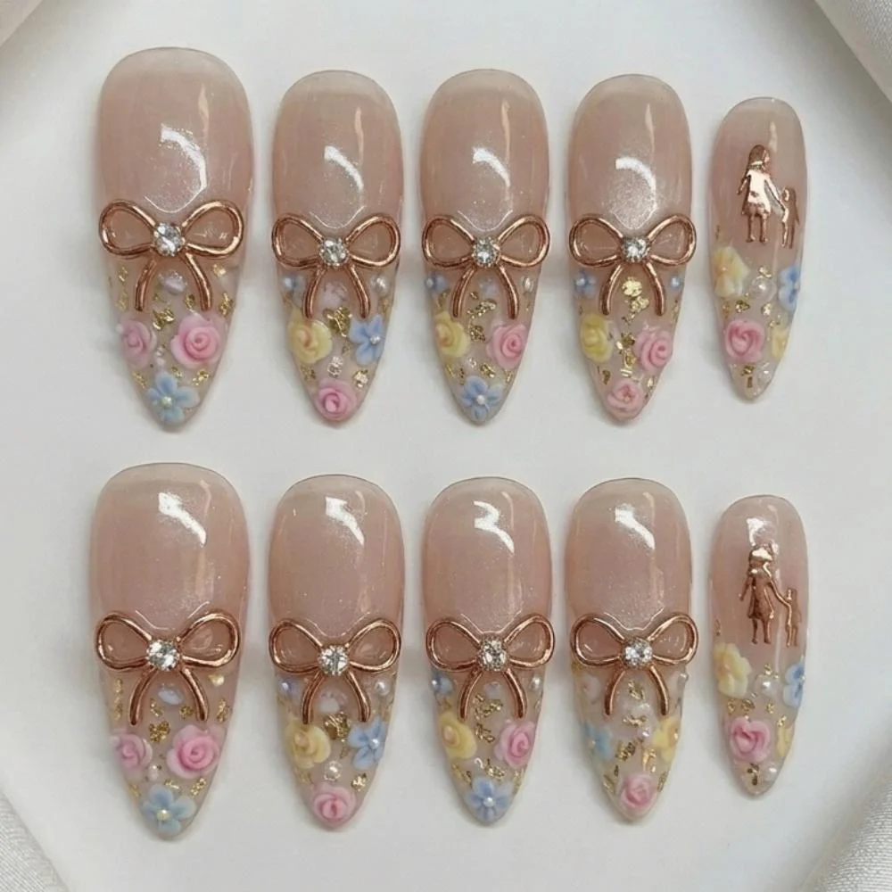 3D bow nails, gold bow nails, press on nails, custom press on nails, fake nails, Nails Art, stained glass nails, gold press on nails, 3d press on nails, luxury press on nails, handmade press on nails