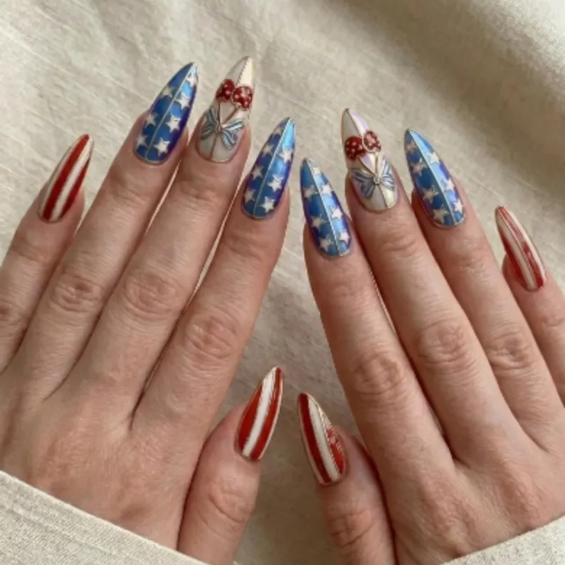 Patriotic Gel, Luxury Gel, press on nails, custom press on nails, fake nails, Nails Art, stained glass nails, gold press on nails, 3d press on nails, luxury press on nails, handmade press on nails