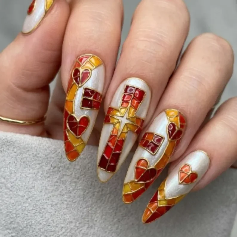 press on nails, custom press on nails, fake nails, Nails Art, stained glass nails, gold press on nails, 3d press on nails, luxury press on nails, handmade press on nails
