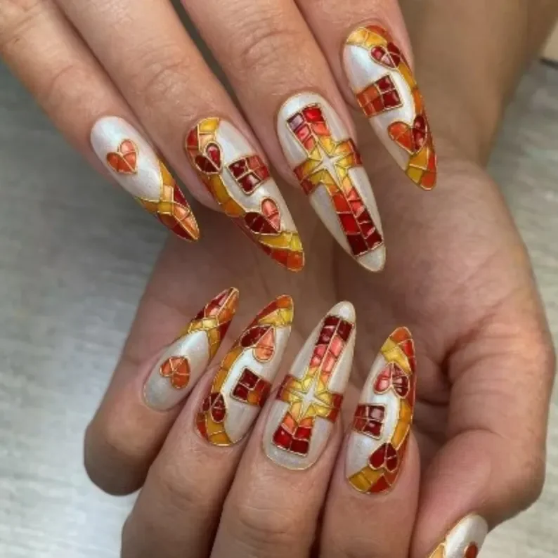 press on nails, custom press on nails, fake nails, Nails Art, stained glass nails, gold press on nails, 3d press on nails, luxury press on nails, handmade press on nails