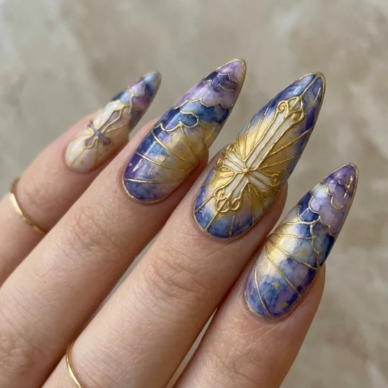 press on nails, custom press on nails, fake nails, Nails Art, stained glass nails, gold press on nails, 3d press on nails, luxury press on nails, handmade press on nails