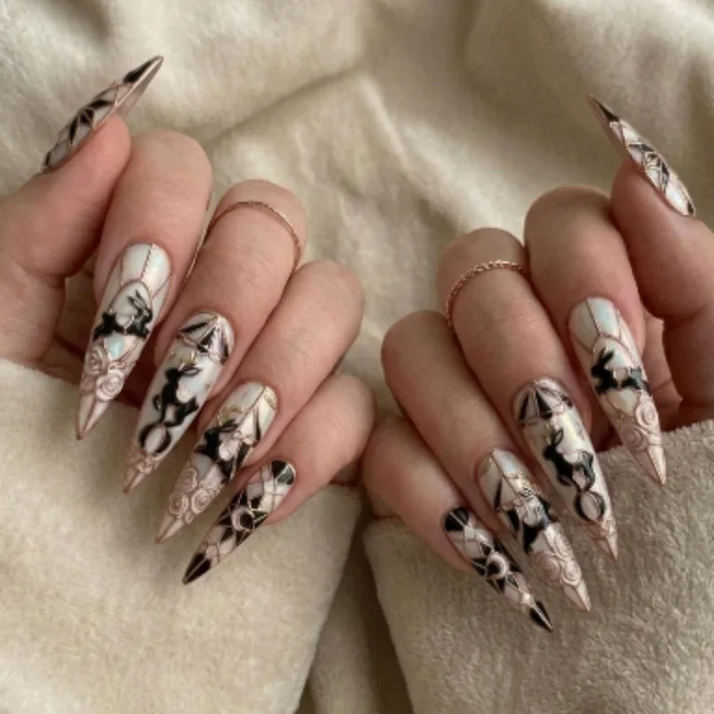 press on nails, custom press on nails, fake nails, Nails Art, stained glass nails, gold press on nails, 3d press on nails, luxury press on nails, handmade press on nails