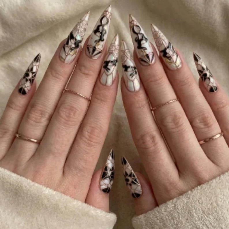 press on nails, custom press on nails, fake nails, Nails Art, stained glass nails, gold press on nails, 3d press on nails, luxury press on nails, handmade press on nails