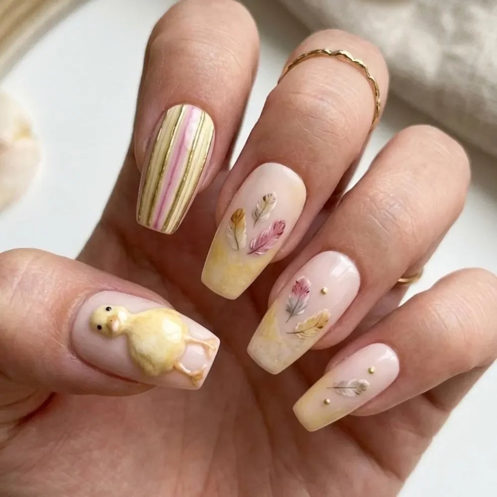 soft pastel, feather nail art, press on nails, custom press on nails, fake nails, Nails Art, stained glass nails, gold press on nails, 3d press on nails, luxury press on nails, handmade press on nails