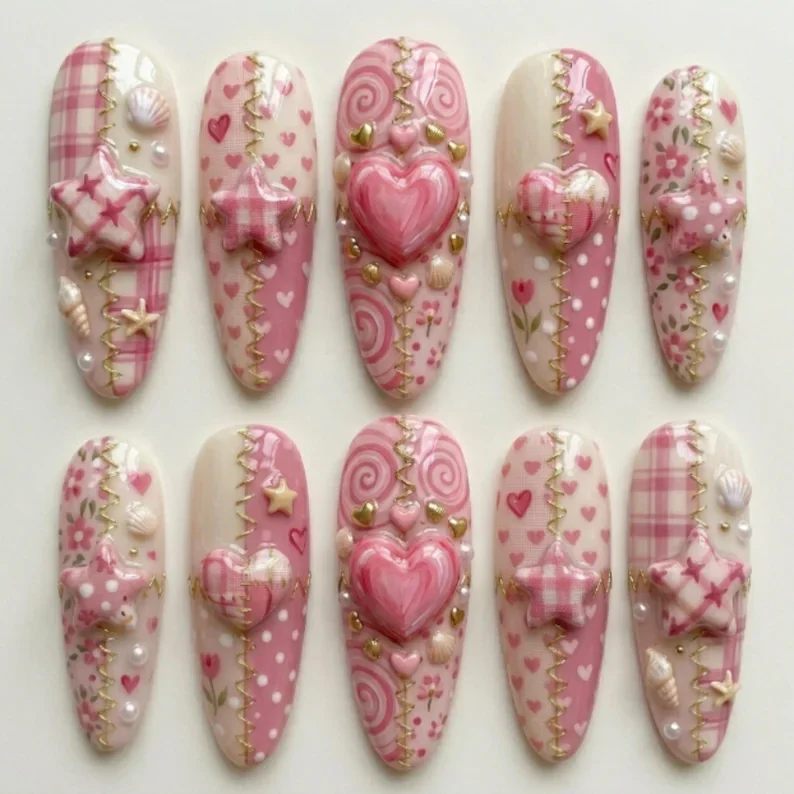 press on nails, custom press on nails, fake nails, Nails Art, stained glass nails, gold press on nails, 3d press on nails, luxury press on nails, handmade press on nails