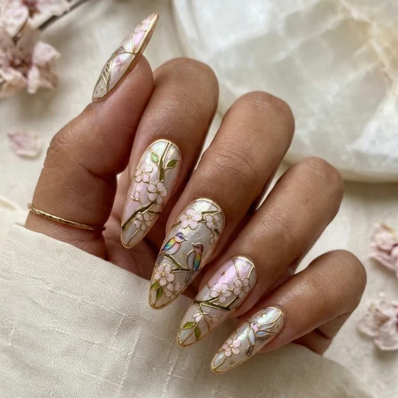 Press on nails, Iridescent nail art, press on nails, custom press on nails, fake nails, Nails Art, stained glass nails, gold press on nails, 3d press on nails, luxury press on nails, handmade press on nails