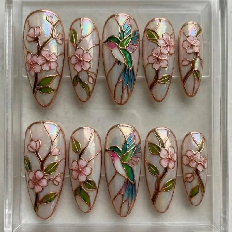 press on nails, custom press on nails, fake nails, Nails Art, stained glass nails, gold press on nails, 3d press on nails, luxury press on nails, handmade press on nails