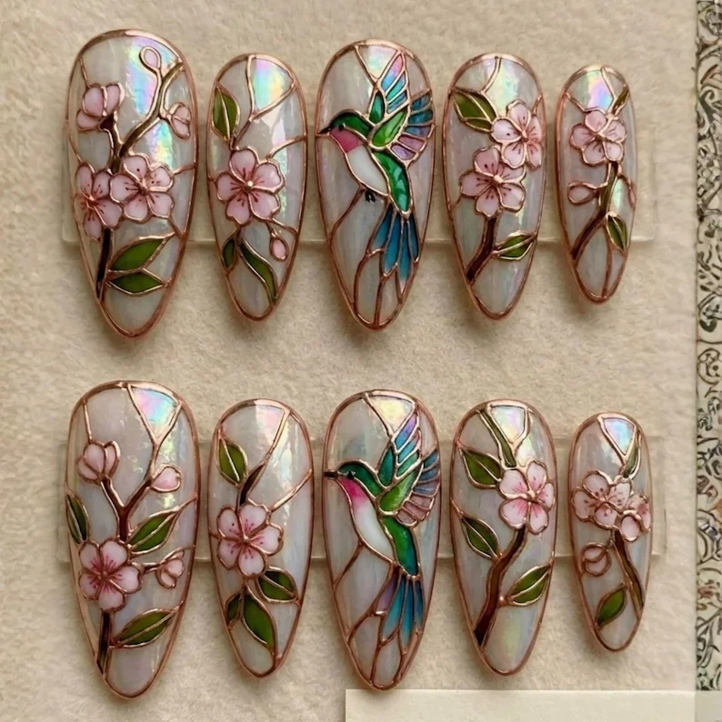 press on nails, custom press on nails, fake nails, Nails Art, stained glass nails, gold press on nails, 3d press on nails, luxury press on nails, handmade press on nails