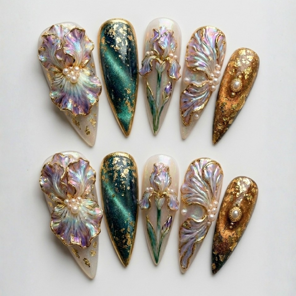 press on nails, custom press on nails, fake nails, Nails Art, stained glass nails, gold press on nails, 3d press on nails, luxury press on nails, handmade press on nails