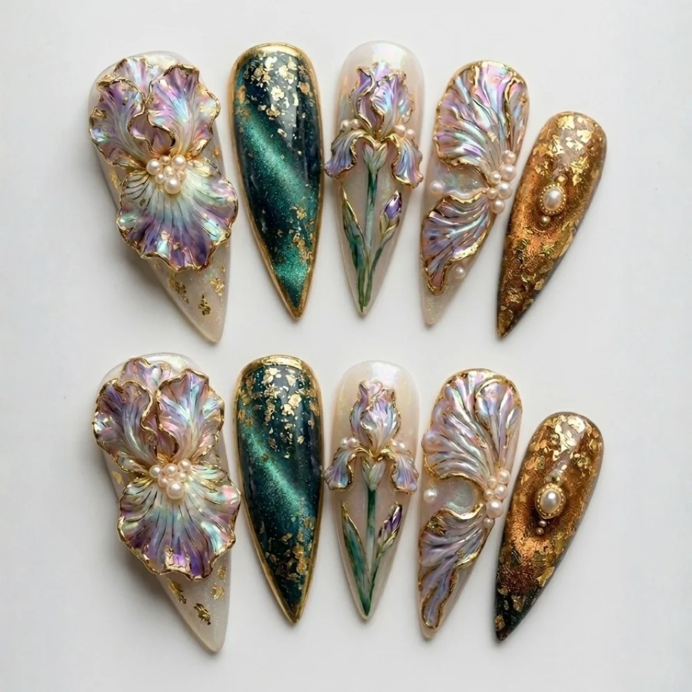 press on nails, custom press on nails, fake nails, Nails Art, stained glass nails, gold press on nails, 3d press on nails, luxury press on nails, handmade press on nails