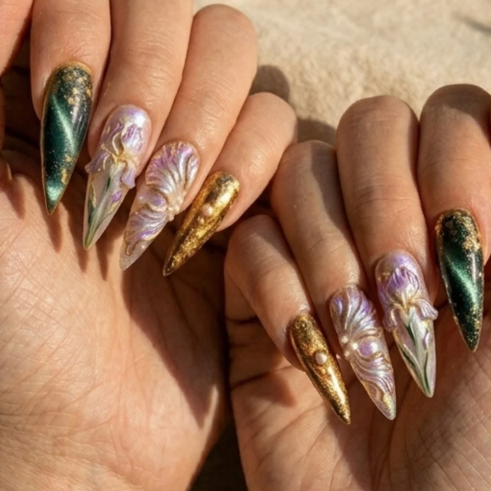 press on nails, custom press on nails, fake nails, Nails Art, stained glass nails, gold press on nails, 3d press on nails, luxury press on nails, handmade press on nails