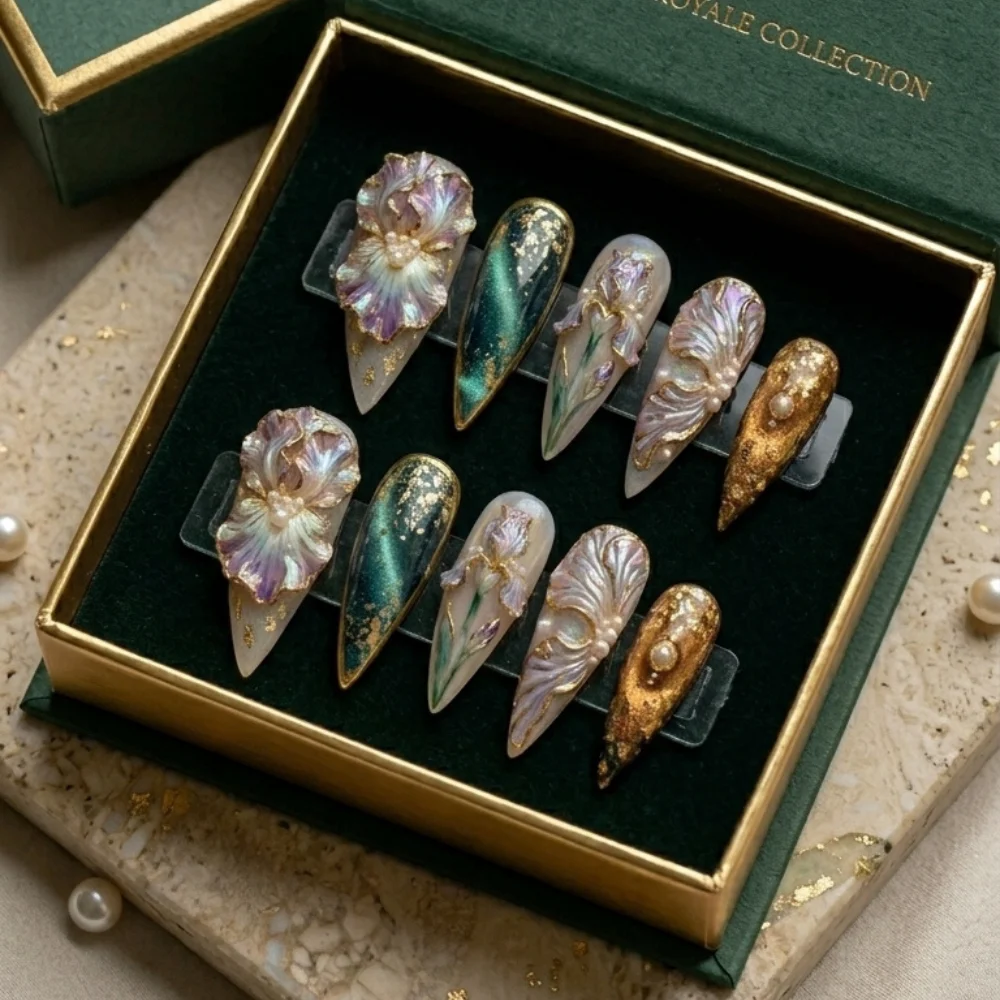 press on nails, custom press on nails, fake nails, Nails Art, stained glass nails, gold press on nails, 3d press on nails, luxury press on nails, handmade press on nails