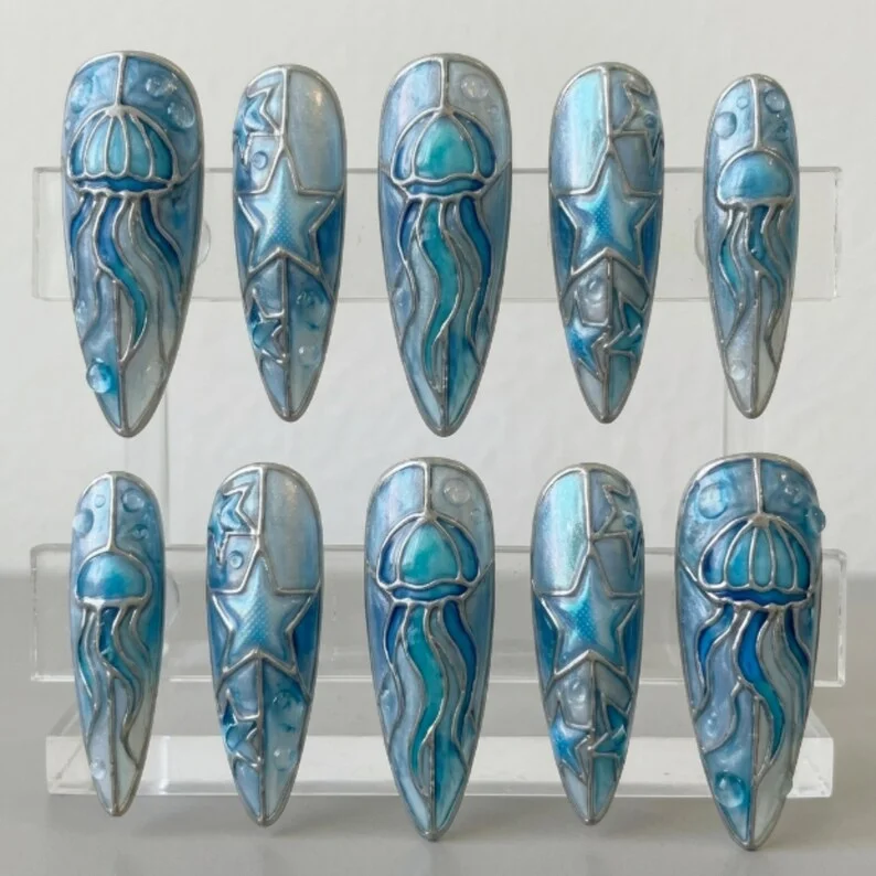press on nails, custom press on nails, fake nails, Nails Art, stained glass nails, gold press on nails, 3d press on nails, luxury press on nails, handmade press on nails