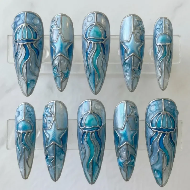 press on nails, custom press on nails, fake nails, Nails Art, stained glass nails, gold press on nails, 3d press on nails, luxury press on nails, handmade press on nails