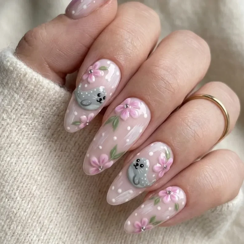 press on nails, arctic animal, custom press on nails, fake nails, Nails Art, stained glass nails, gold press on nails, 3d press on nails, luxury press on nails, handmade press on nails