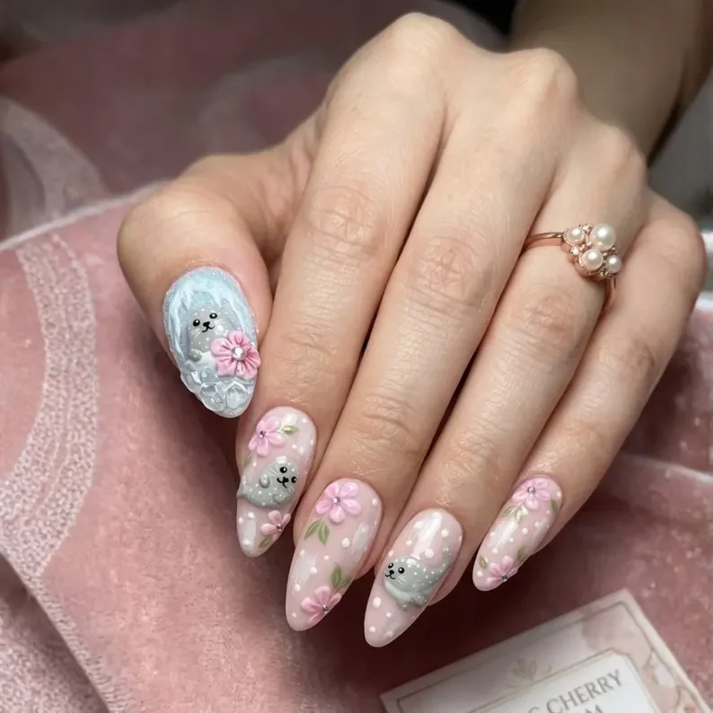 pink floral, nail art, press on nails, custom press on nails, fake nails, Nails Art, stained glass nails, gold press on nails, 3d press on nails, luxury press on nails, handmade press on nails