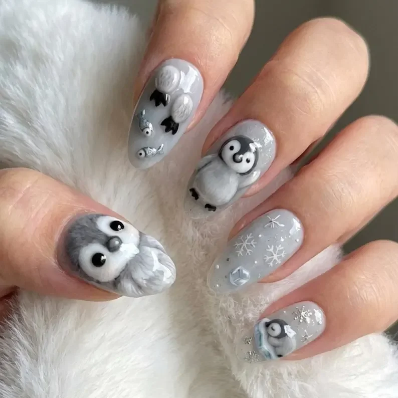 Winter wonderland, Ice cube nails, press on nails, custom press on nails, fake nails, Nails Art, stained glass nails, gold press on nails, 3d press on nails, luxury press on nails, handmade press on nails