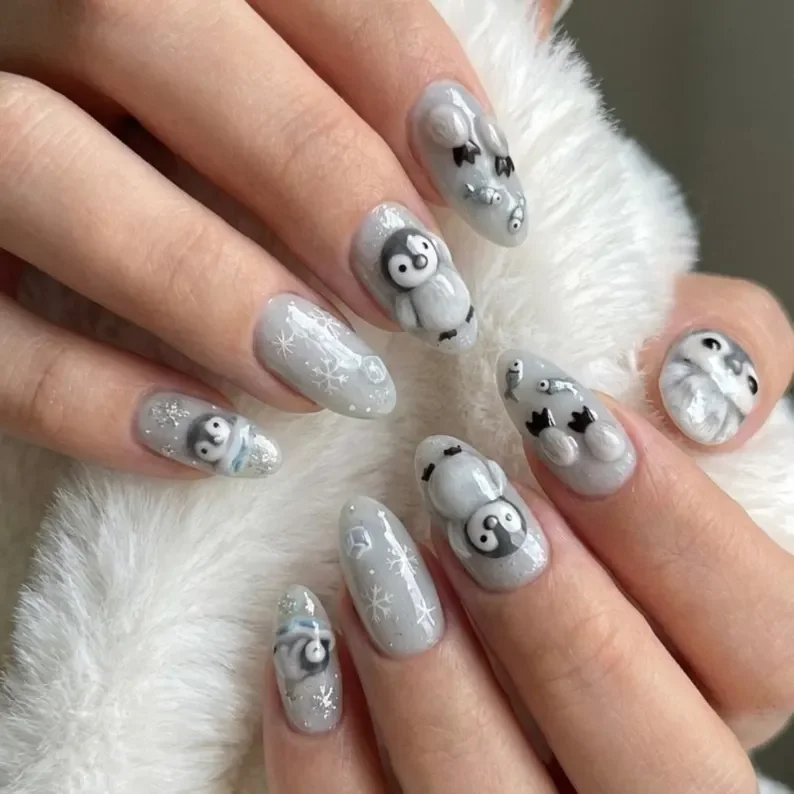 Fish nail art, Press on nails, press on nails, custom press on nails, fake nails, Nails Art, stained glass nails, gold press on nails, 3d press on nails, luxury press on nails, handmade press on nails
