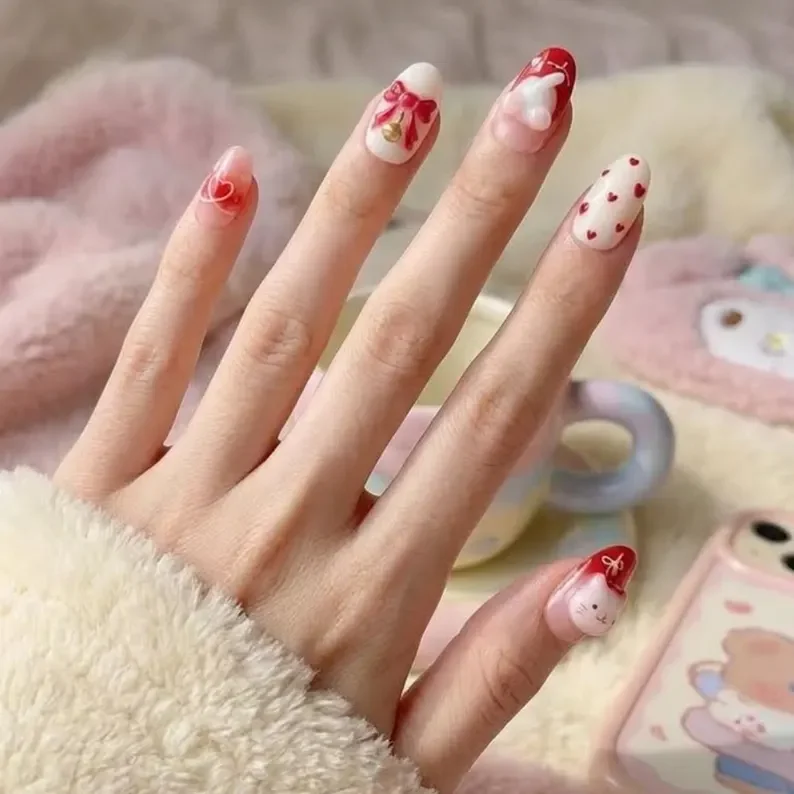 Kitty Face, Cat Themed Nails, press on nails, custom press on nails, fake nails, Nails Art, stained glass nails, gold press on nails, 3d press on nails, luxury press on nails, handmade press on nails