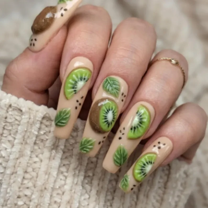 realistic nail art, tropical summer, press on nails, custom press on nails, fake nails, Nails Art, stained glass nails, gold press on nails, 3d press on nails, luxury press on nails, handmade press on nails